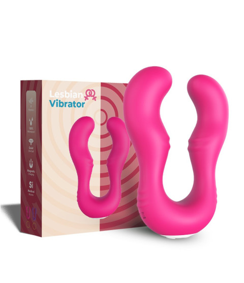 Vibromasseur Rose en forme de U double tête stimulateur point G - USK-V07PNK